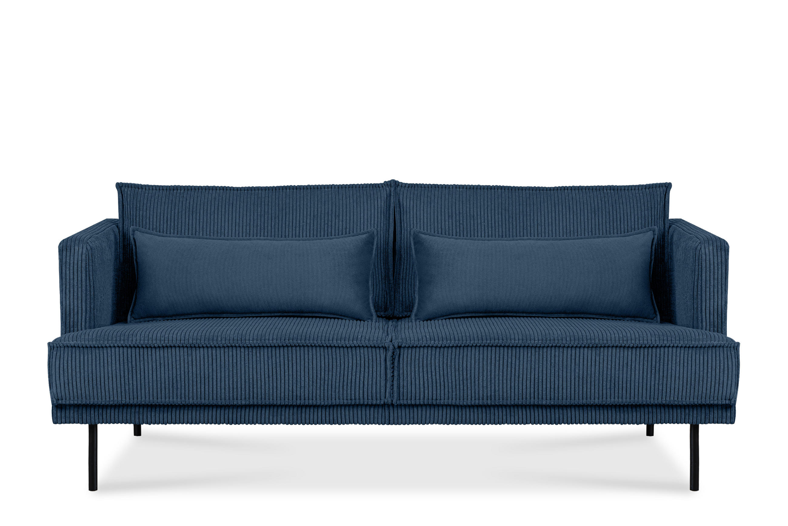 3-SITZER-SOFA GANZO 2 Kissen inklusive, Cord-Stoff, marineblau - Blau/Schwarz, Textil/Metall (193/84/92cm) - KONSIMO®