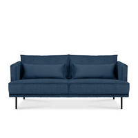 3-SITZER-SOFA GANZO 2 Kissen inklusive, Cord-Stoff, marineblau - Blau/Schwarz, Textil/Metall (193/84/92cm) - KONSIMO®