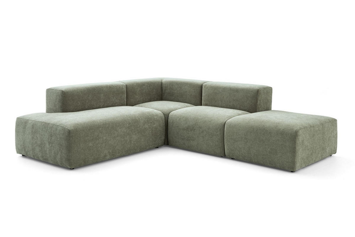4-SITZER modulares Ecksofa HEAVEN SET 3 Links, Breite 270 cm Webstoff Grün - Schwarz/Grün, Holz/Kunststoff (245/270cm) - Muffo