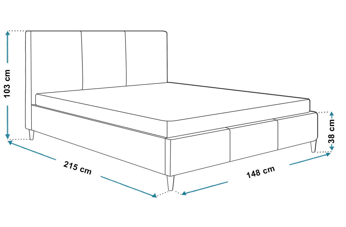 BETT Grau LUXO 7 Gepolstert Auf Hohen Holzbeinen 140x200 cm - Graphitfarben, Textil (140/200cm) - Sepro Meble