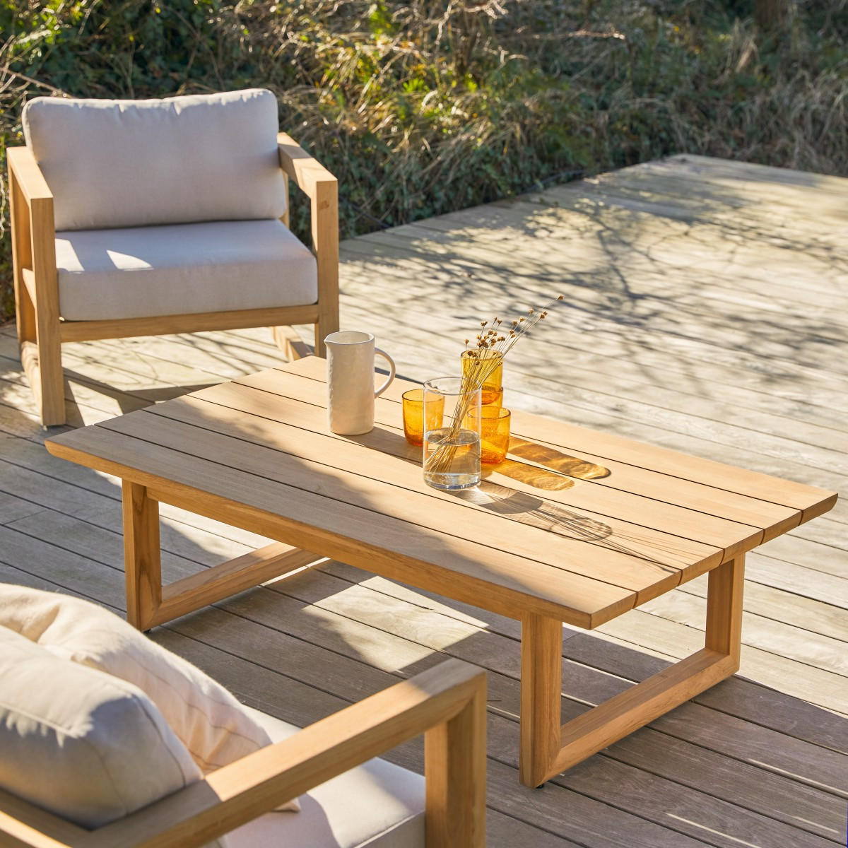 GARTENLOUNGE 1-tlg Noah Natur aus Teak - Naturfarben, Holz (80/140/40cm) - Tikamoon