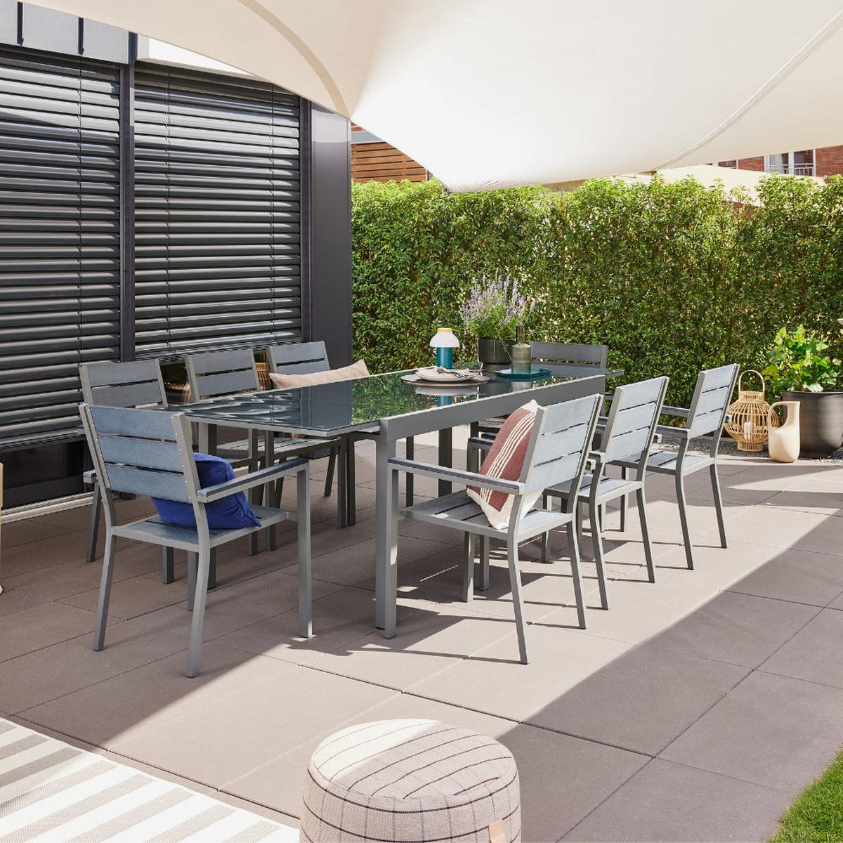 GARTENTISCH SOL - Anthrazit, Glas/Metall (70/180/240cm) - Home Deluxe