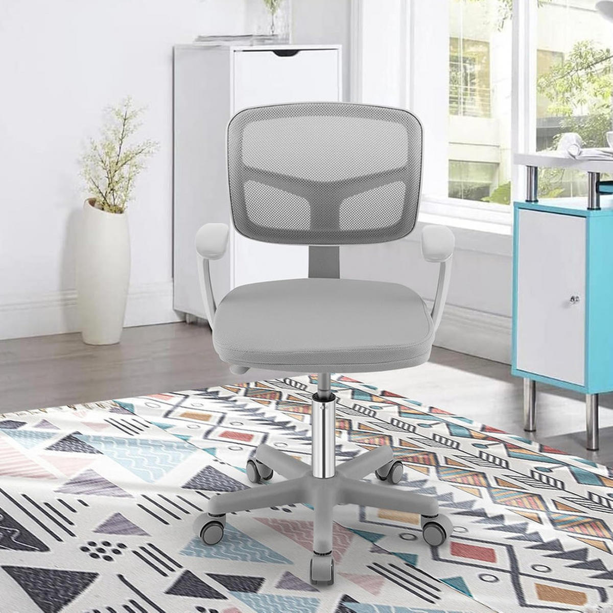 KINDER‑BÜROSTUHL 360°drehbar grau - Grau, Kunststoff (54/80/54cm) - COSTWAY