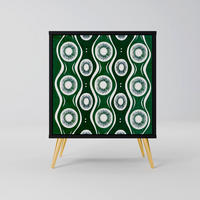 SIDEBOARD GREEN EYES, Schwarz, 57,5x42x75,5 cm, Goldfarbene Metallfüße - Goldfarben/Multicolor, Holzwerkstoff/Metall (57.5/75.5/42cm) - SpaceRebels