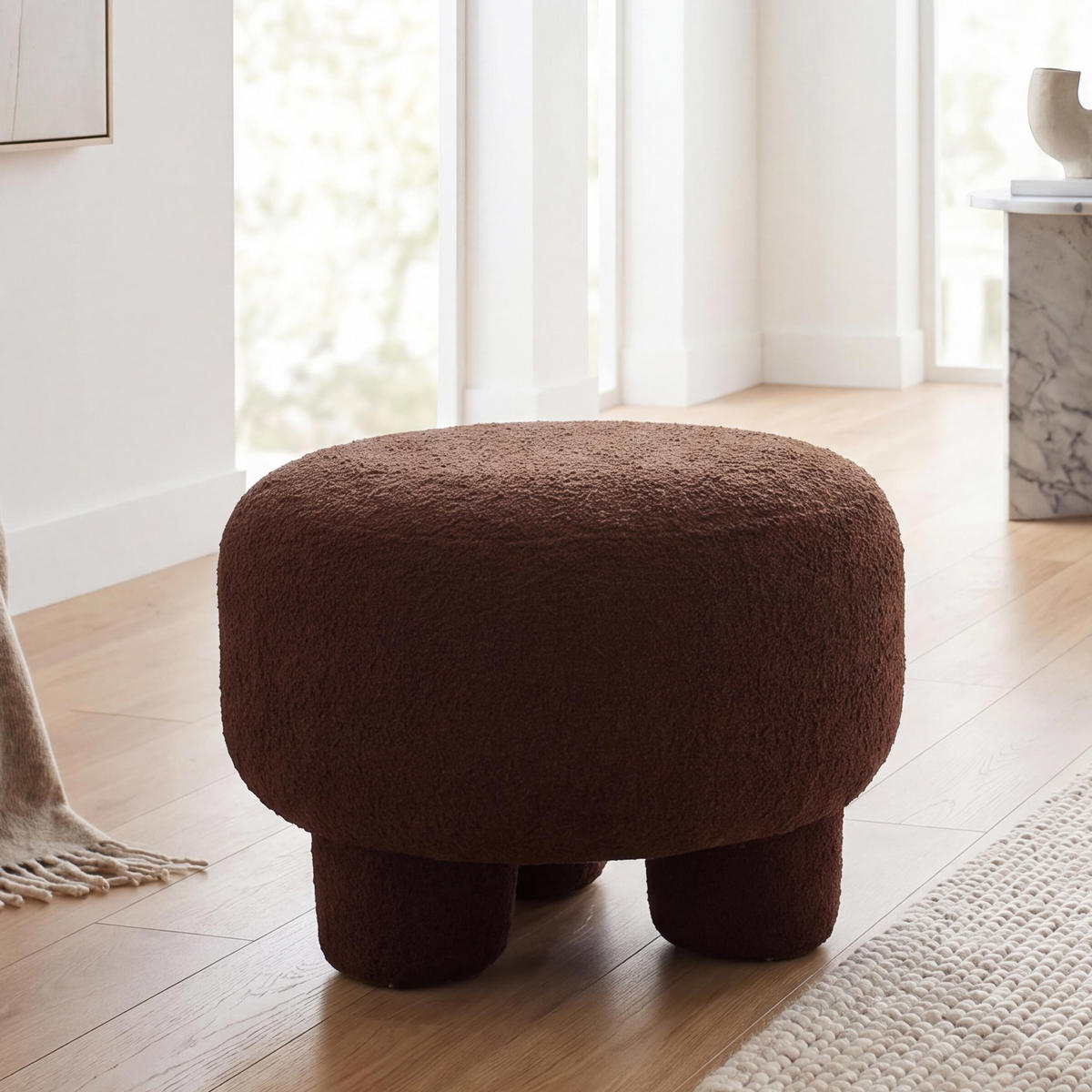 HOCKER Dunkelbraun - Dunkelbraun, Textil (55/40/55cm) - MCW