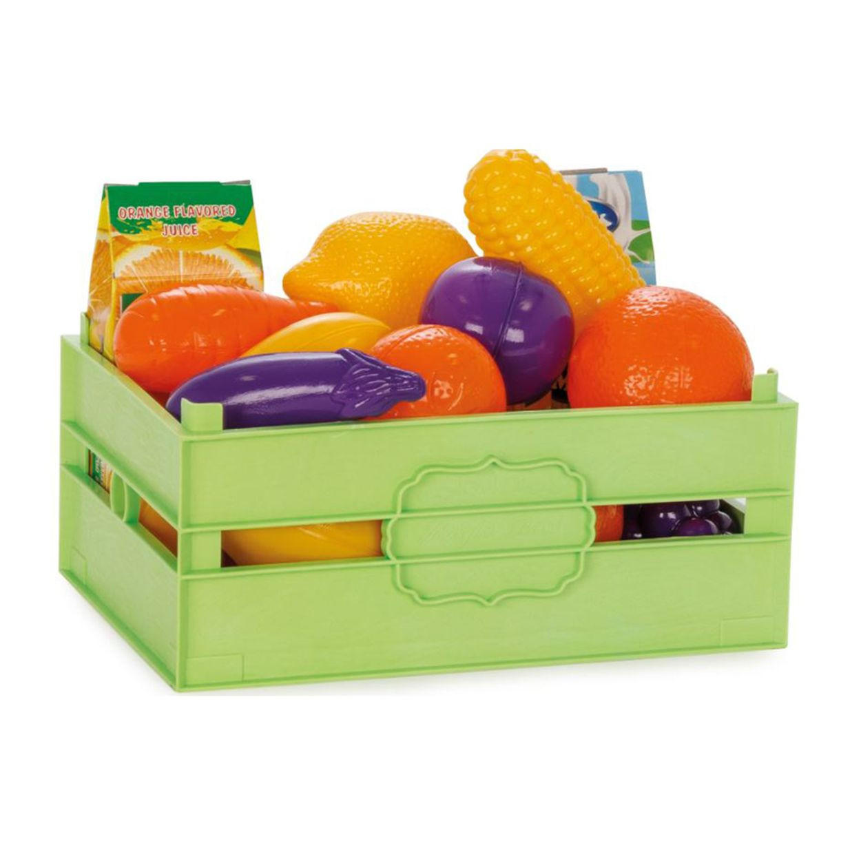 SPIELZEUGLEBENSMITTEL 6037 bunt Lebensmittel-Box, Obst, Gemüse, 16-teilig, Milch, Mehl, Saft - Multicolor, Kunststoff (14/9/20cm) - Pilsan