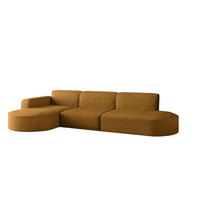 ECKSOFA Designer, Sofa L form MODENA 296cm stoff Poso Senffarbe Links - Gelb, Holz (302/296cm) - Kaiser Möbel