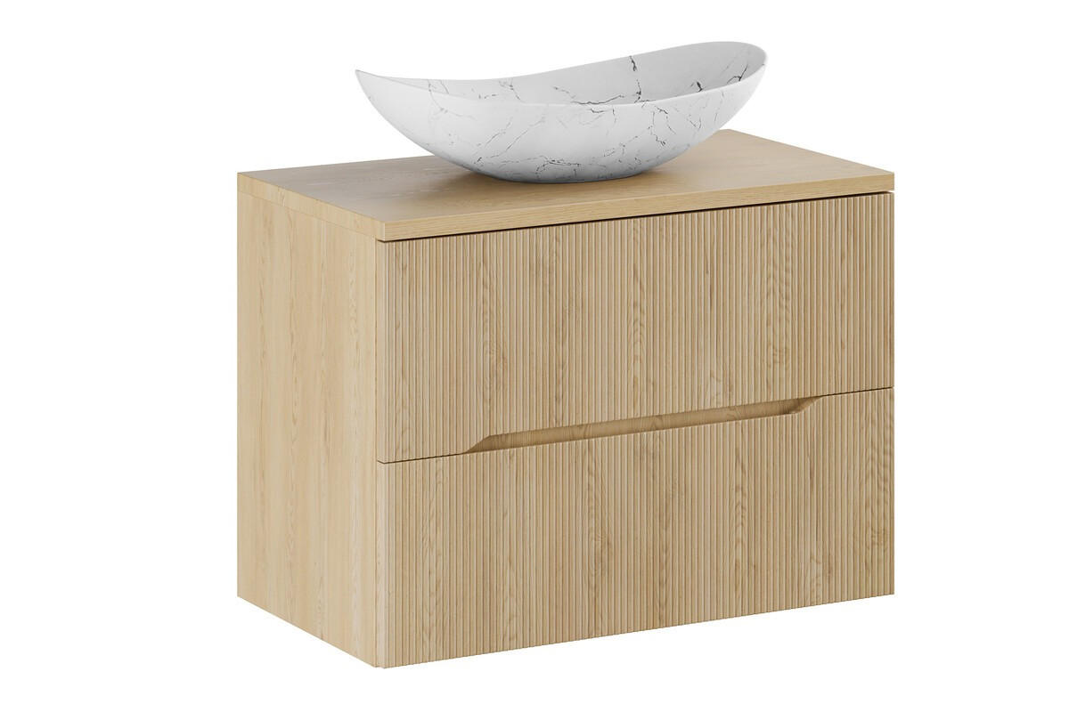 WASCHTISCHKOMBI 80 cm 3Teile - Nordic Cremona N BM400 in Cremona-Eiche/Weiß Matt - Eichefarben/Weiß, Holz/Keramik (61.5/15.5/36cm)