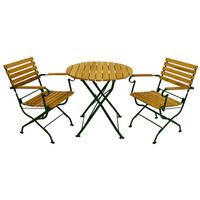 SITZGRUPPE Bad Belzig 3-teilig, Gartenset für 2 Personen - GartenSitzgruppe - Flachstahl - Robinienholz dunkelgrün - Grün, Holz - TPFGarden