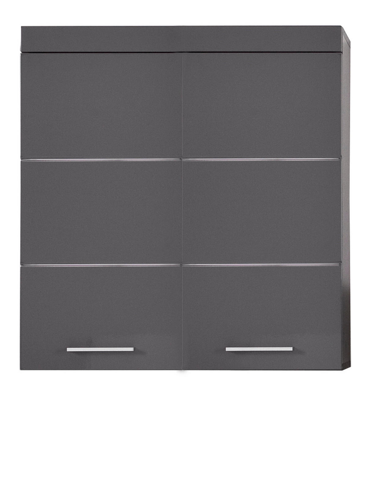 HÄNGESCHRANK grau Hochglanz 73 x 77 cm, Badschrank 2-türig hängend - Grau, Holzwerkstoff/Kunststoff (73/77/23cm) - Top.Furn