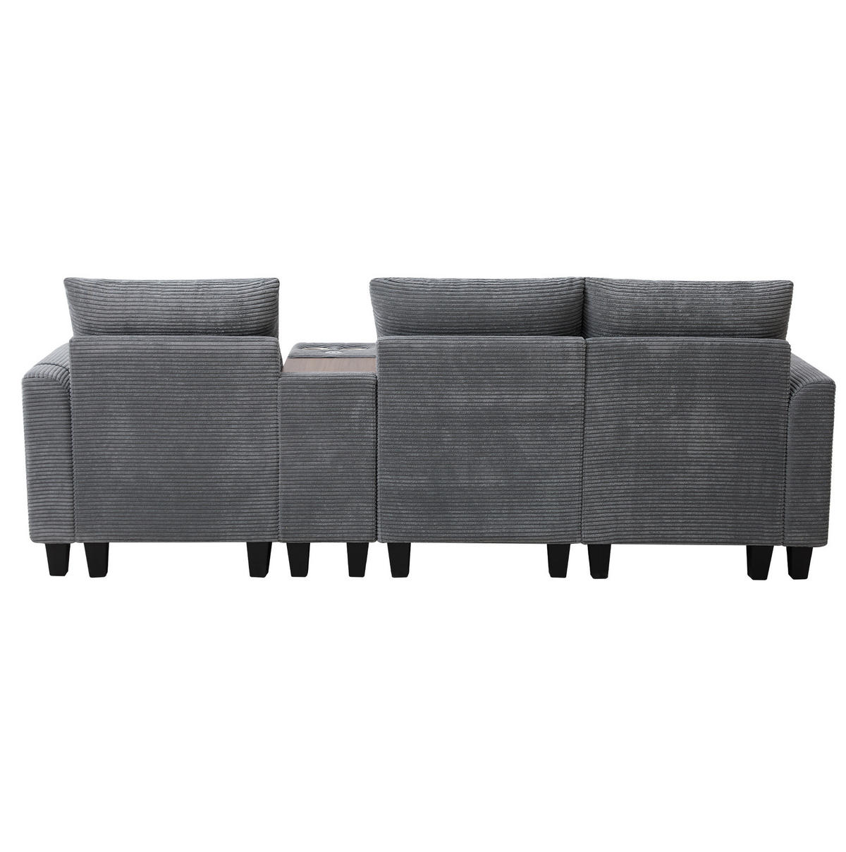 ECKSOFA L-Form 4-Sitzer mit USB-Anschlüssen & Armlehnen Aufbewahrungstaschen Cord Grau 229/149,5/83 cm - Grau, Textil (229/149.5cm) - OKWISH