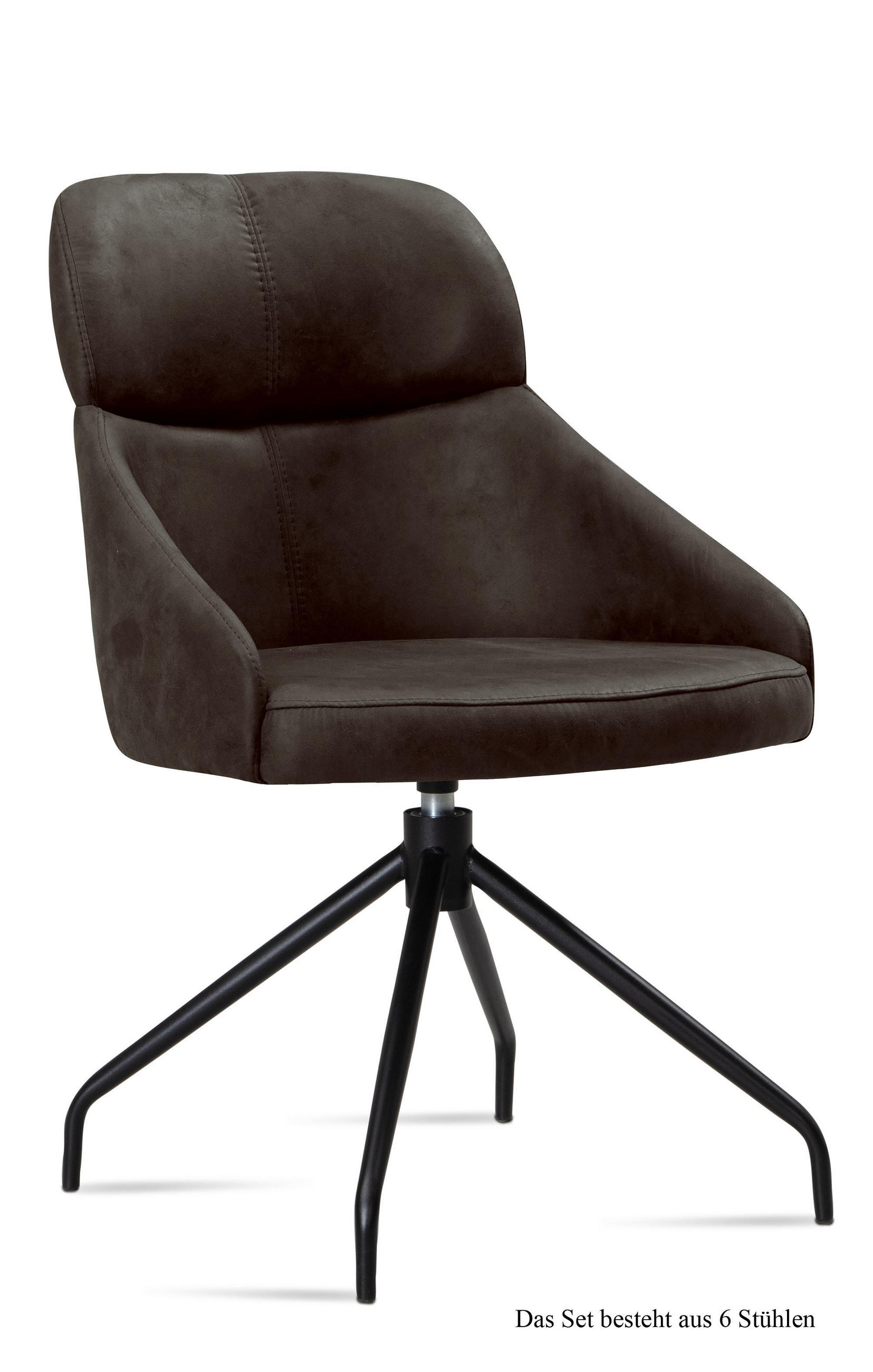 ESSZIMMERSTUHL drehbar (6er-Set) Dorian 52x82x63 Schwarz/Espresso - Dunkelbraun/Schwarz, Kunststoff (63/82/52cm) - 58aufmkessel