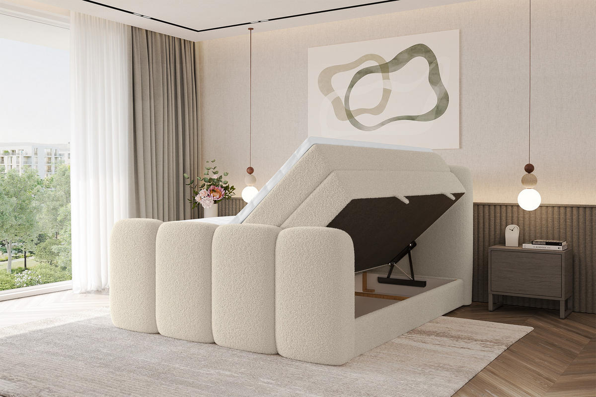 BOXSPRINGBETT mit Matratze H3/H4 - NINA-Z KING - 160x200 cm Dunkelbeige - Baltimorefarben, Holzwerkstoff (160/200cm) - ALTDECOR