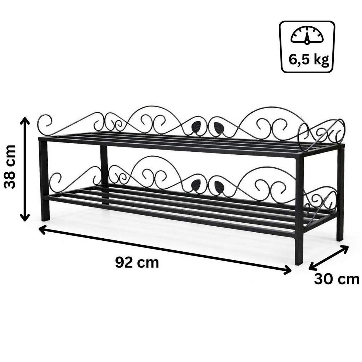 SCHUHREGAL Mi-2 Regal 92 cm Schuhschrank 21236 Schuhablage Metall Schmiedeeisen - Schwarz, Metall (92/38/30cm) - DanDiBo