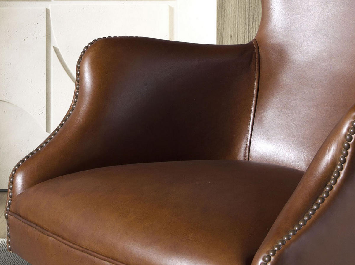 CHEFSESSEL asymmetrisch Dunkelbraun Stahl 64/74/92 cm - Braun, Leder/Metall (64/92/74cm) - ANGEL CERDA
