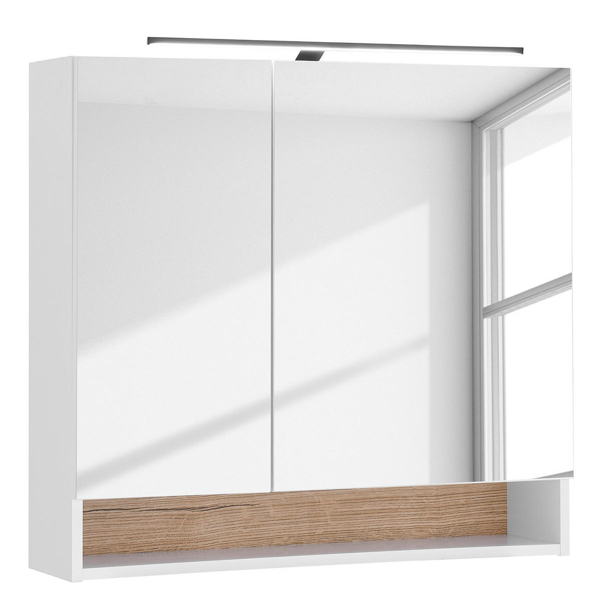 SPIEGELSCHRANK mit Beleuchtung - Weiß, Holzwerkstoff (80/76/22cm) - home24