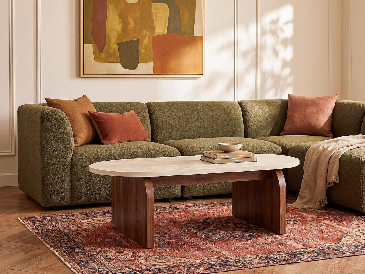 COUCHTISCH - 120 cm x 60 cm - holz - beige Elrada - Beige, Holz (60/120/40cm) - Vente-Unique