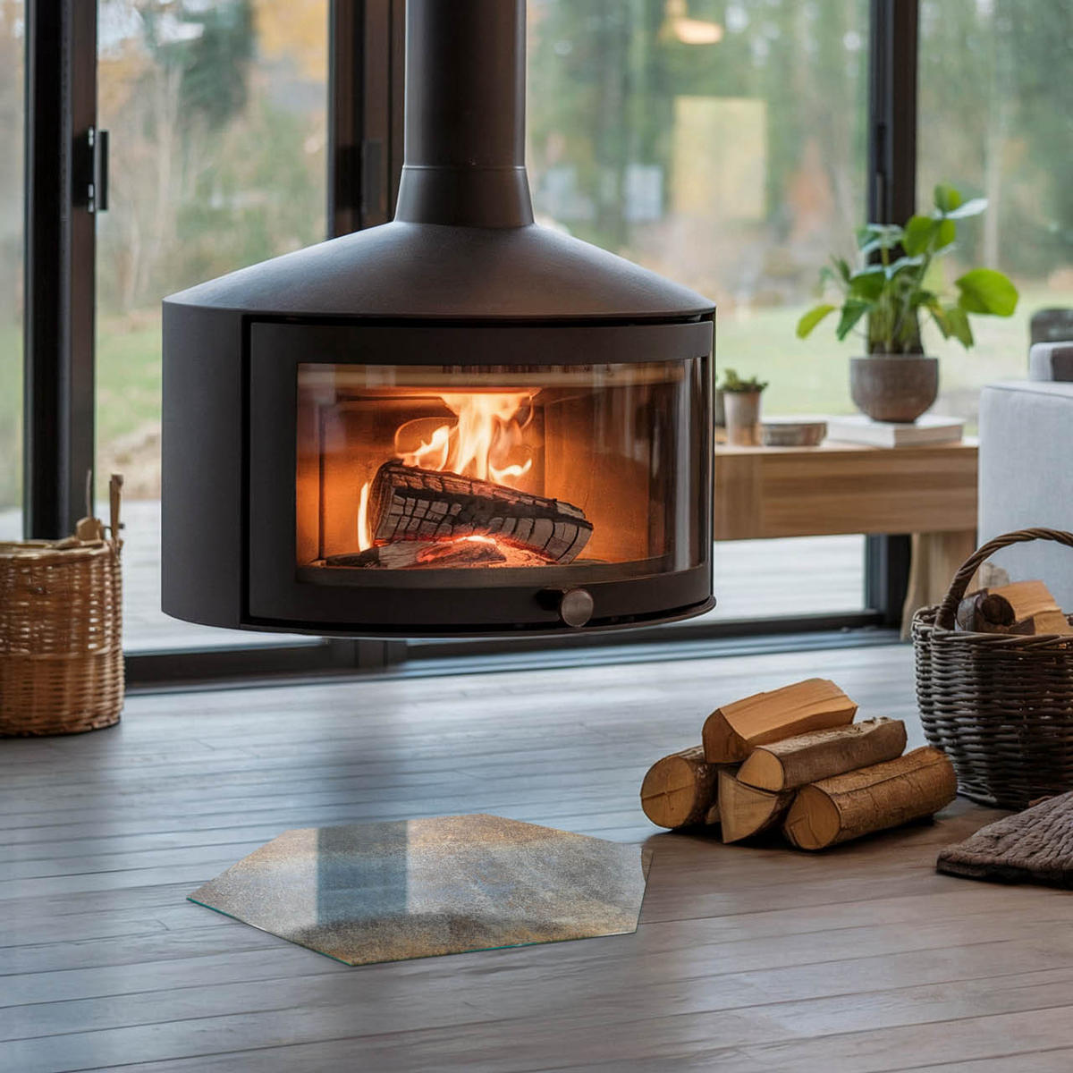 GLASPLATTE für Kamin h40 cm - Braun, Glas (40/40/0.4cm) - TULUP