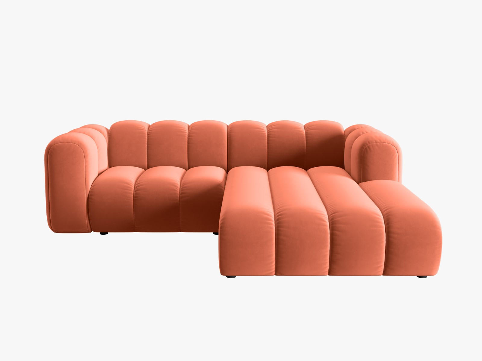 ECKSOFA modular rechts Lupine aus Samt koralle 3 Sitzplätze - Koralle, Textil (177/230cm) - Micadoni