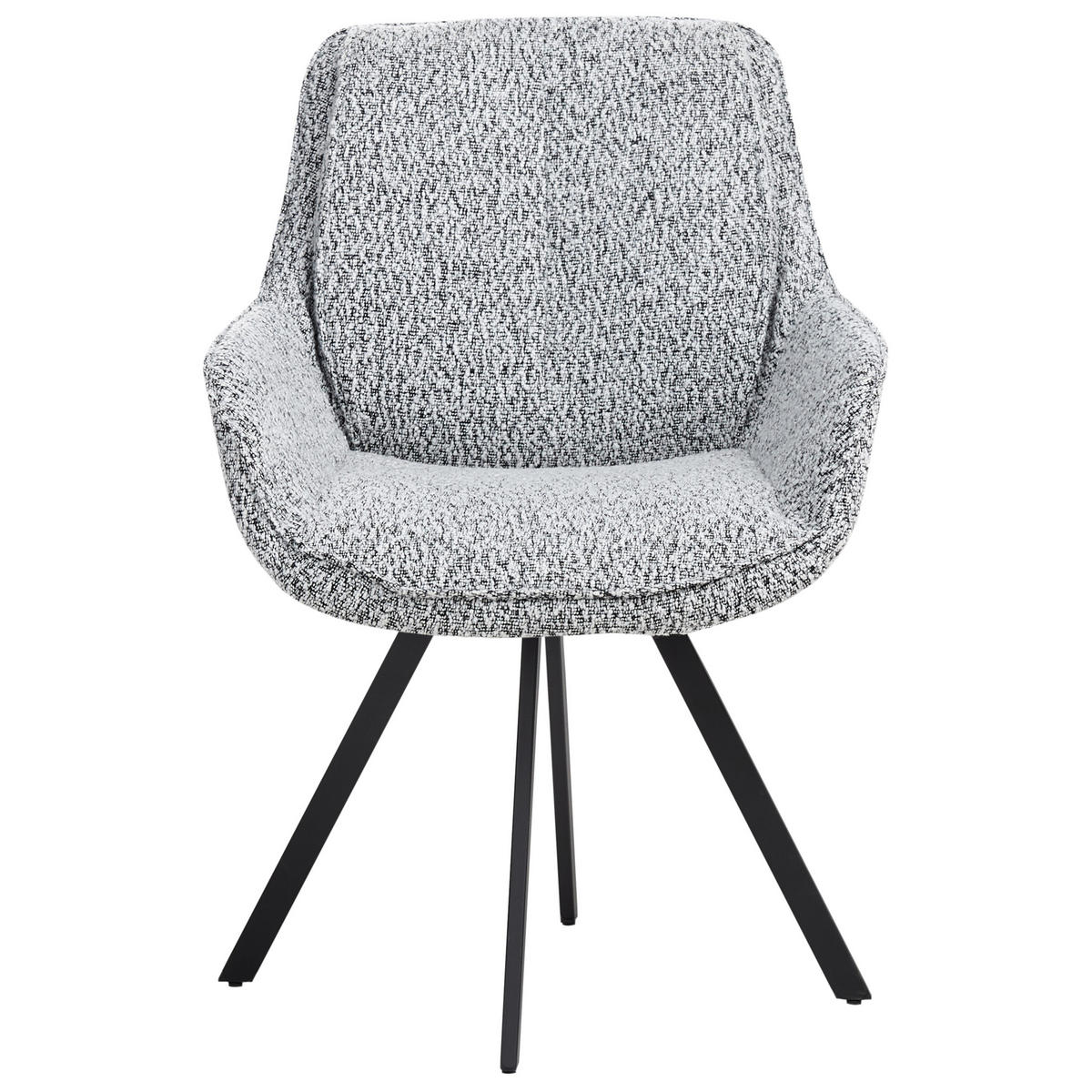 ESSZIMMERSTUHL drehbar Bouclé Schwarz/Weiß Marcellus - Weiß, Textil (59/87/60cm) - Beliani