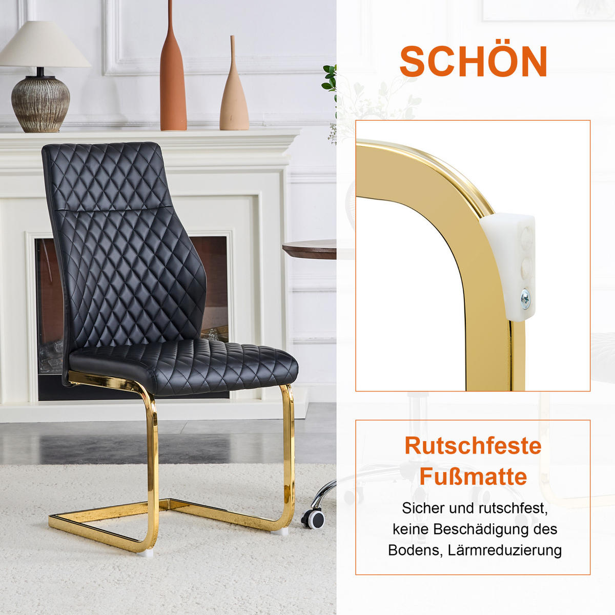 TISCH- UND STUHLSET 3-tlg. 60 cm Walnussoptik Schwarz/Gold - Multicolor, Metall (60/72/60cm) - Meubliv