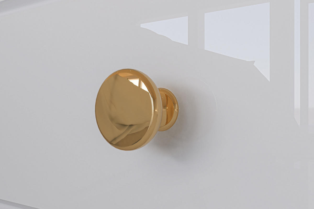NACHTTISCH ISORIA mit Goldelementen, Glas Weiß - Goldfarben/Weiß, Holz/Metall (50/53/34cm) - KONSIMO®