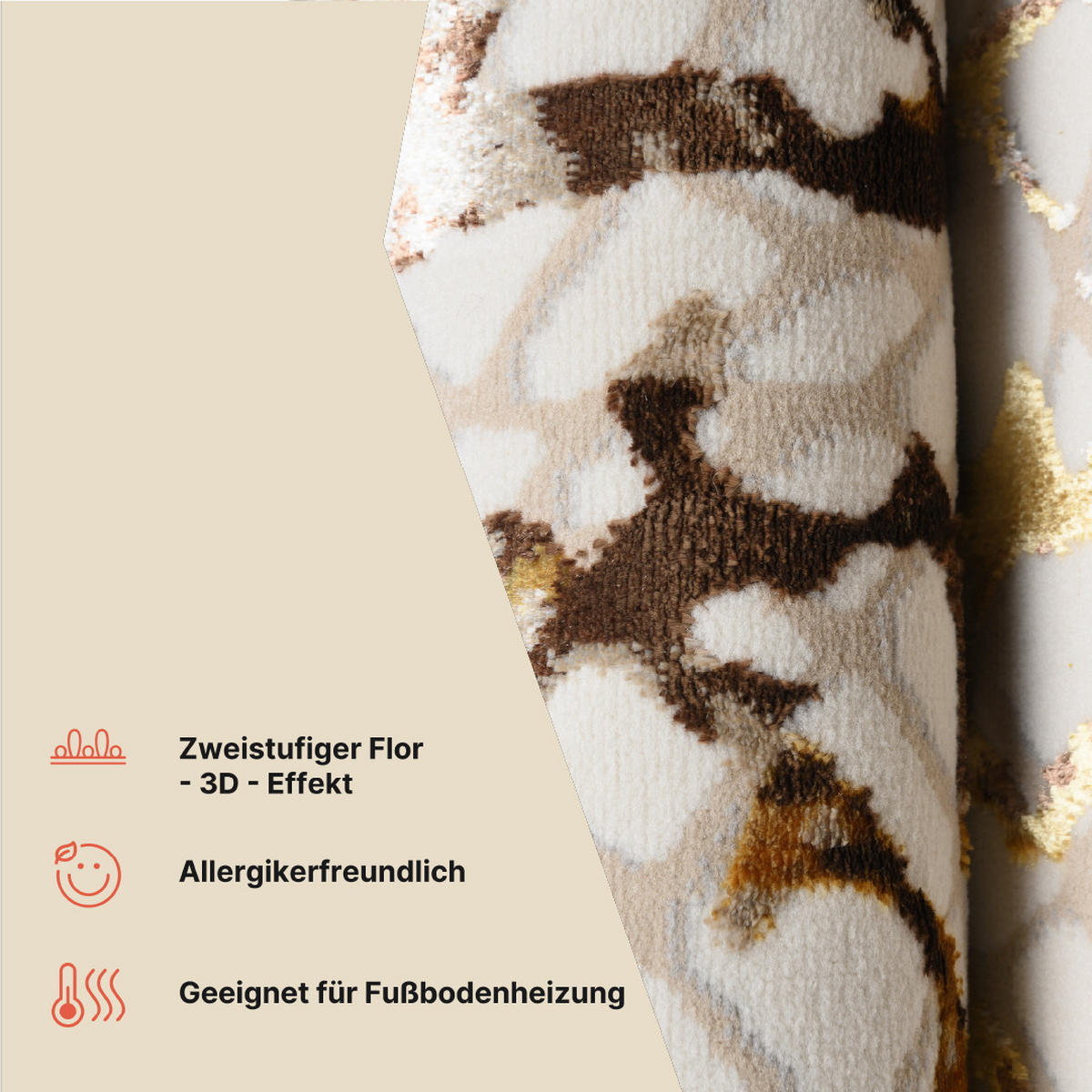 TEPPICH GOLDEN Creme 200/300 cm - Creme, Kunststoff (200/300cm) - Tapiso
