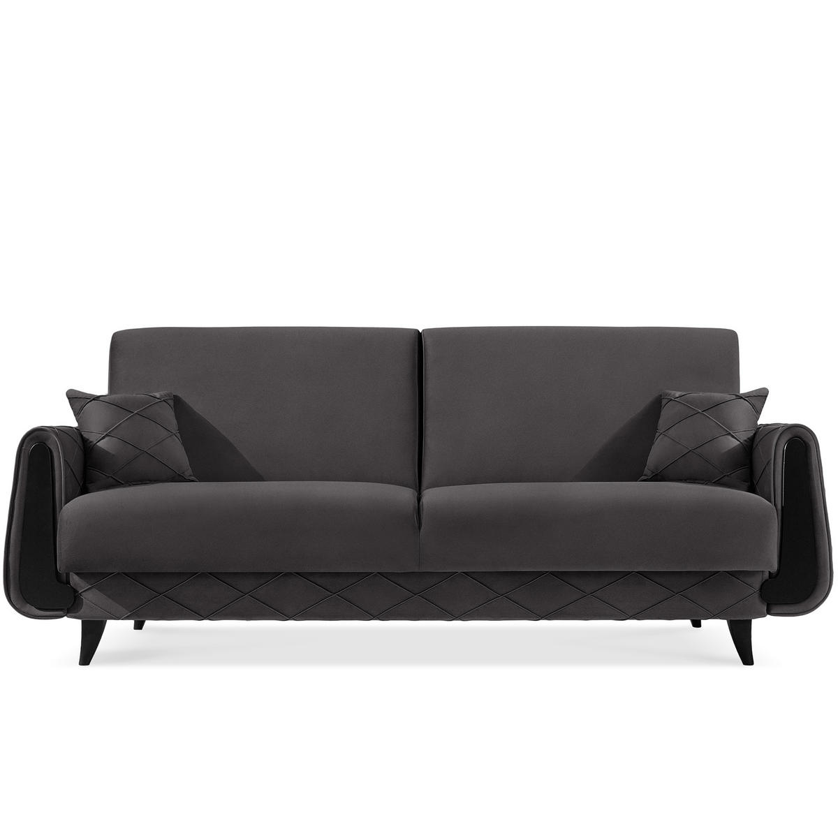 3-SITZER-SOFA GUSTAVO III Sofa 3 Velours, Graphitfarben - Graphitfarben, Holz/Holzwerkstoff (230/98/98cm) - KONSIMO®