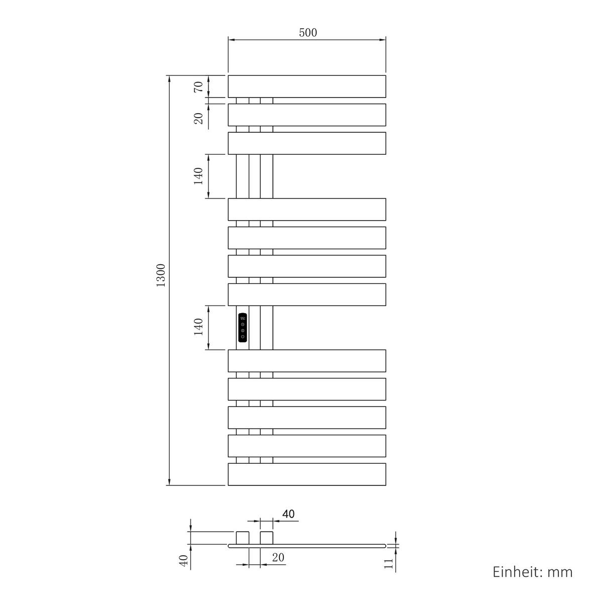 HEIZKÖRPER Elektrisch WLAN Thermostat Weiß 130/50 cm - Weiß, Metall (50/130/11cm) - EMKE