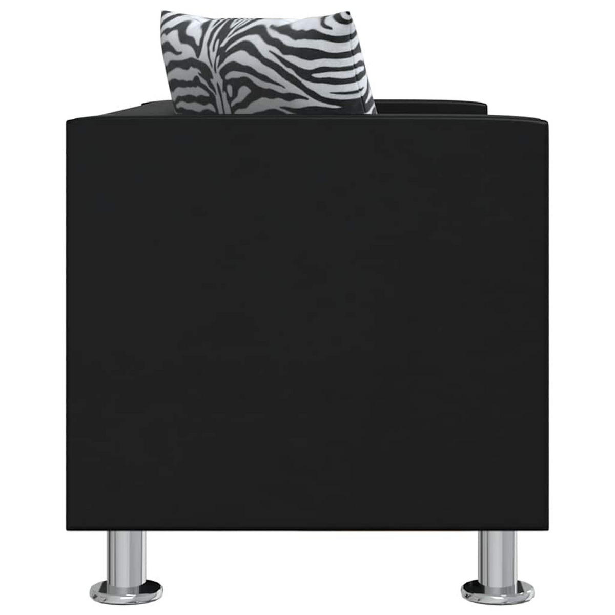 SOFA-SET Kunstleder 3-Sitzer + 2-Sitzer + Sessel Schwarz - Schwarz, Leder (170/63/62.5cm) - vidaXL