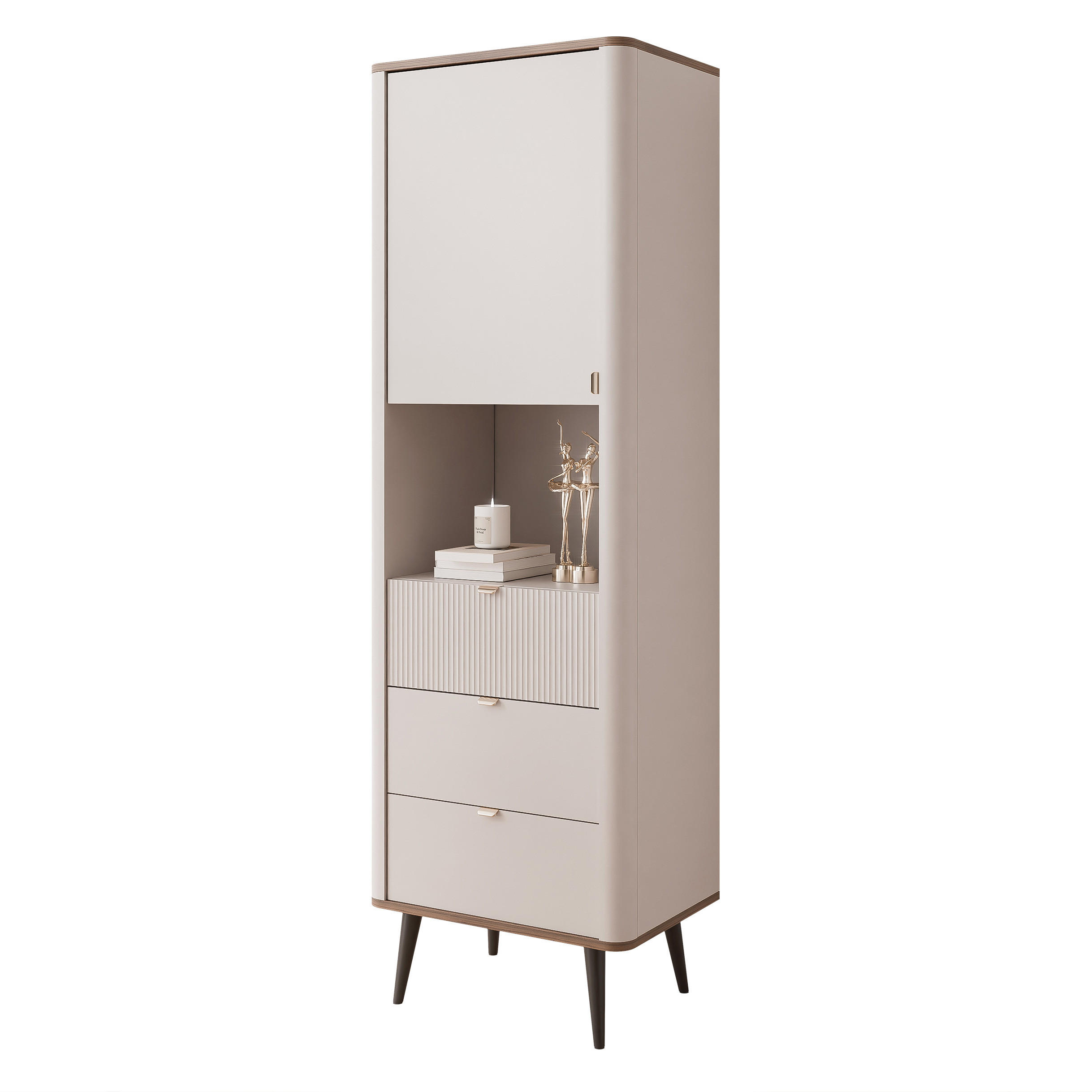 BÜCHERREGAL NAVANI 60/40/191 cm, Kaschmir / Nussbaum - Goldfarben/Nussbaumfarben, Holzwerkstoff/Metall (60/191/40cm) - Idohome