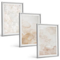 BILDER SET 3er Set - 40x60 cm Silberner Rahmen - Modische Pastelltexturen - Silberfarben, Kunststoff (40/60cm) - TULUP