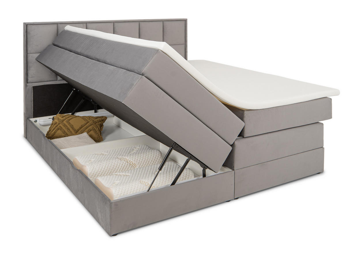 BOXSPRINGBETT Montreal Anthrazit 180/200 cm H2/H3 Samt - Anthrazit, Textil (180/200cm) - wonello