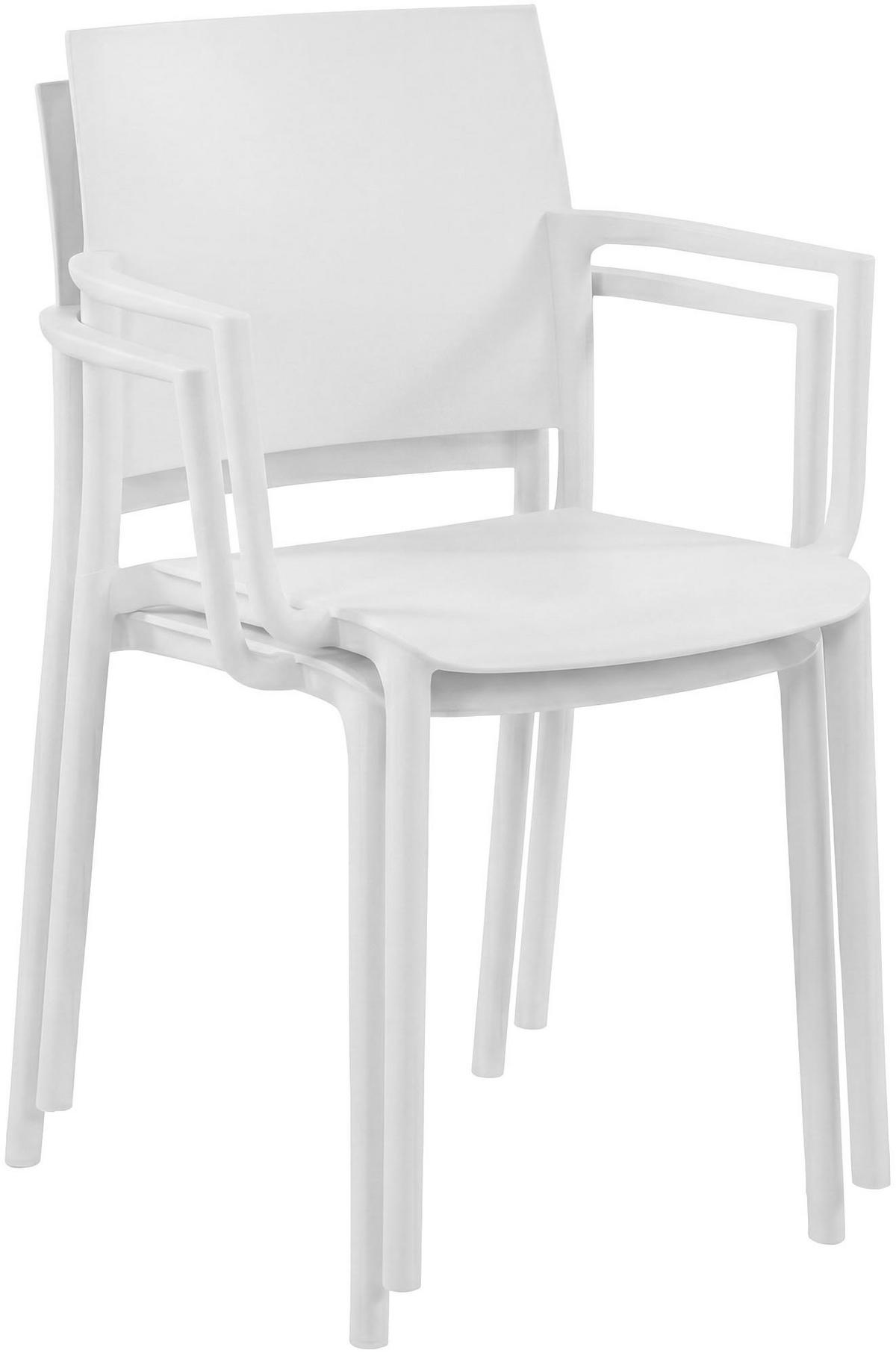 GARTENMÖBEL-SET Frida 2 Stühle 186x72x81cm Kunststoff Weiß Balkonset - Weiß, Kunststoff - DELUKE