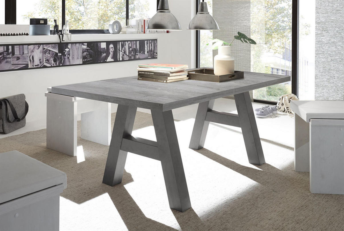 ESSTISCH ausziehbar Elia 3 160 x 90 x 75 Esszimmertisch Graphit/Beton - Hellgrau, Holz (160/90/75cm) - 58aufmkessel