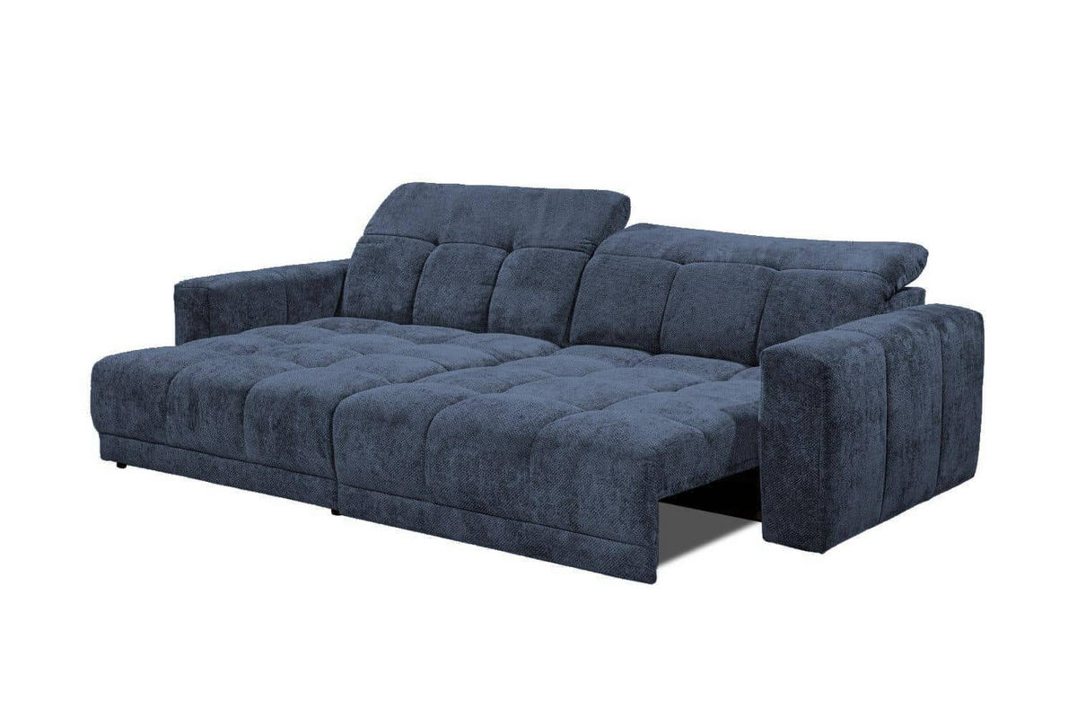 ECKSCHLAFSOFA mit elektronische Sitztiefenverstellung - Blau/Schwarz, Kunststoff/Textil (297/170cm) - ed exciting design