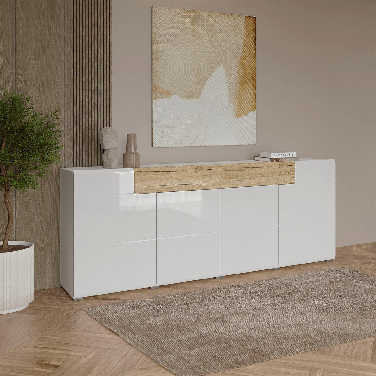 SIDEBOARD Jules Weiß und Holz - Weiß, Holzwerkstoff (208/82/39cm) - Petits-meubles
