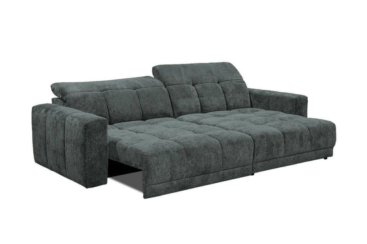 ECKSCHLAFSOFA mit elektronische Sitztiefenverstellung - Schwarz/Grün, Kunststoff/Textil (170/297cm) - ed exciting design