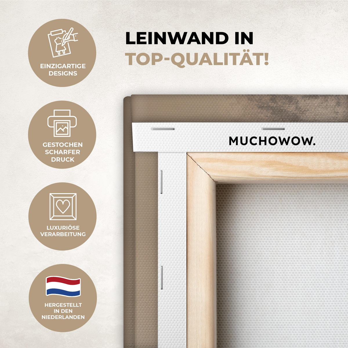 LEINWANDBILD Vogel - Beige - Japanisch 40x30 cm - Taupe, Textil (40/30cm) - MuchoWow