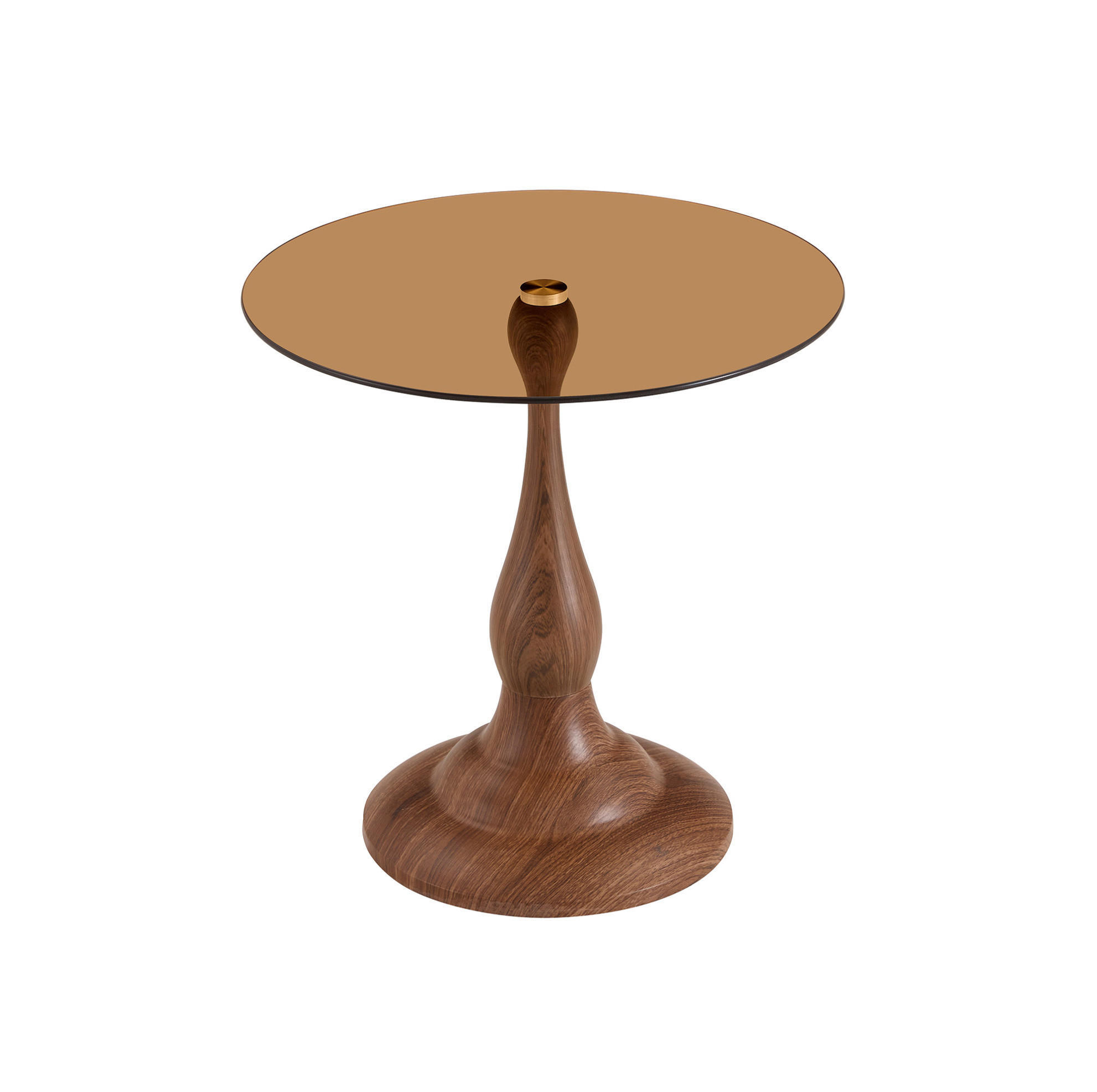 BEISTELLTISCH aus Glas und Metall Ø 50x51,5 cm Braun mit getönter Glasplatte - Braun, Glas (50/50/51.5cm) - IVMEU