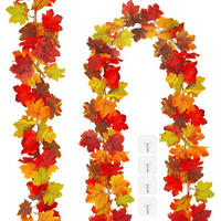 GIRLANDE 2-teiliges Set Künstliche Herbstblätter 175 cm - Multicolor, Kunststoff (1cm)