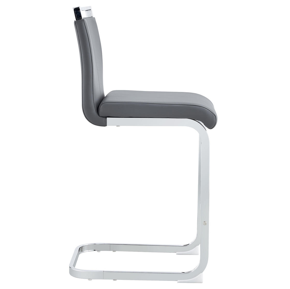 BARHOCKER 2er-Set 96,5 cm PU-Leder Dunkelgrau/Silber - Dunkelgrau, Metall (46.5/96.5/38.9cm) - Meubliv