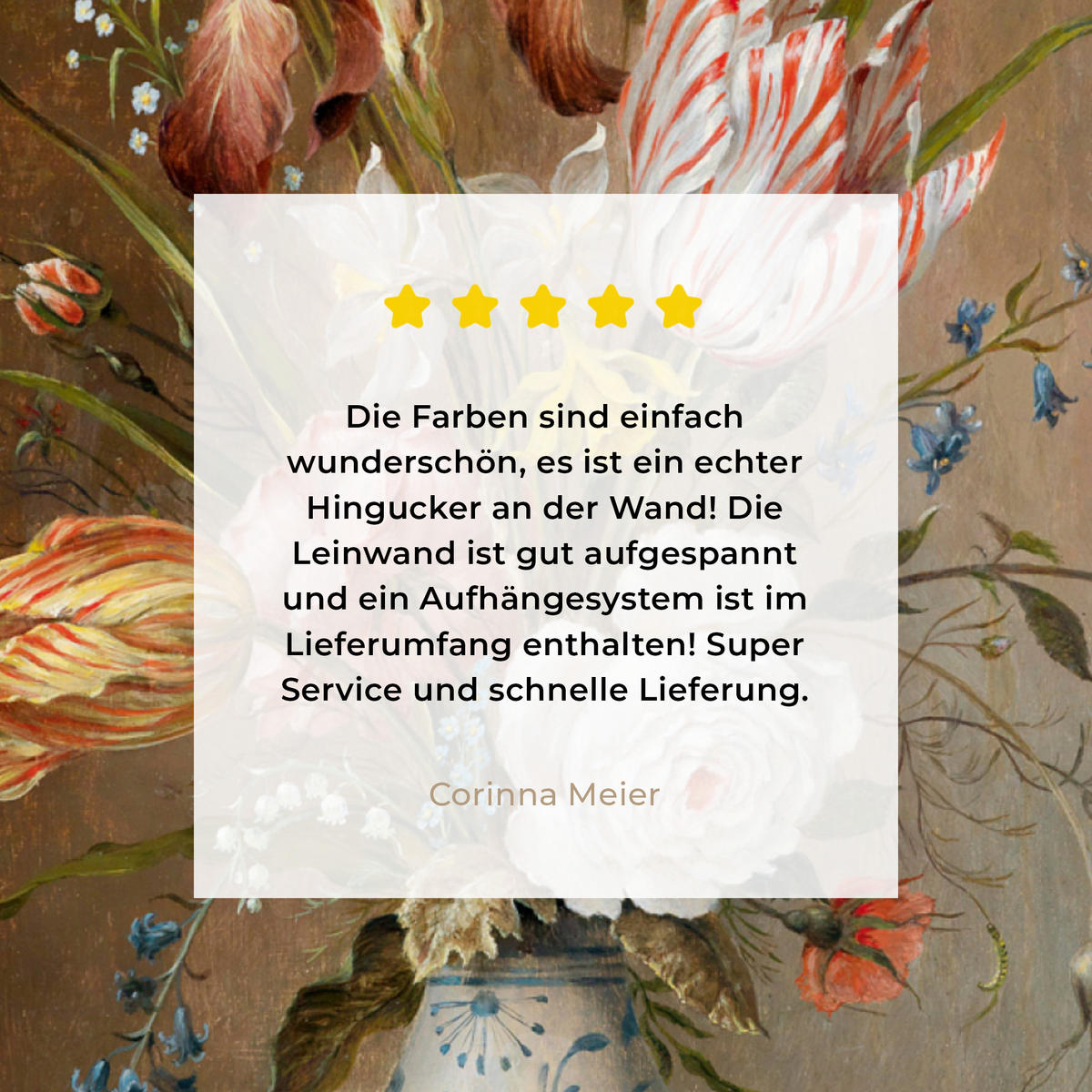 LEINWANDBILD Alte Meister - Blumen - Balthasar van der Ast 90x90 cm - Hellbraun, Textil (90/90cm) - MuchoWow