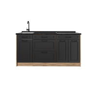 KÜCHENBLOCK R-Line, Anthrazit Landhaus/Goldkraft Eiche, 160 cm Arbeitsplatte Anthrazit - Eichefarben/Anthrazit, Holzwerkstoff (160/81.6/60cm) - Vicco