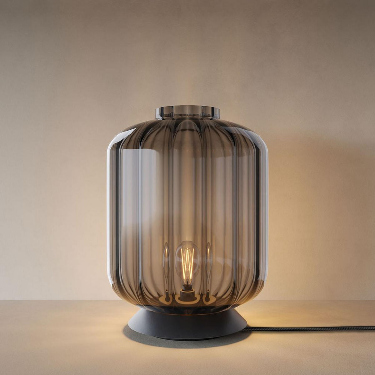 TISCHLAMPE Velo Braun Ø 18cm - Braun, Glas (18/18/36cm) - s.luce
