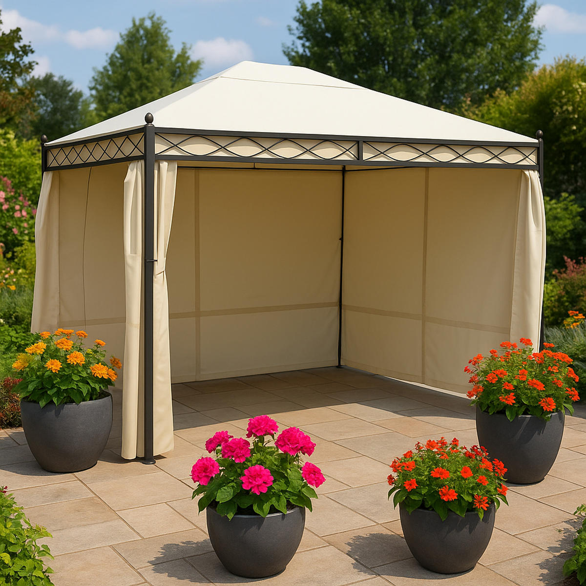 ERSATZDACH für Pavillon Rimini, Pavillondach 300x400cm, PVC-beschichtet, Farbe: écru - Naturfarben, Kunststoff (400/0.3/300cm) - TPFGarden