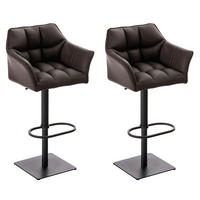BARHOCKER 2er Set Sihar Kunstleder Braun Schwarz - Braun, Leder/Metall (64/88/45cm) - DELUKE