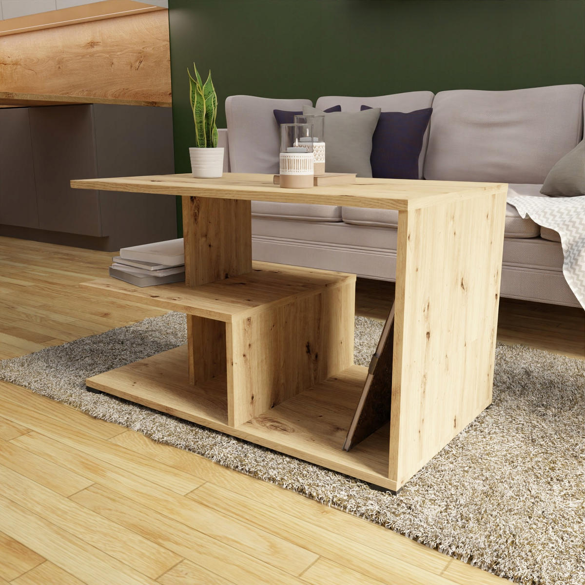 COUCHTISCH TEXAS EX3 Artisan Eiche 90/51/55 cm - Eiche Artisan, Holzwerkstoff (51/90/55cm) - Matkam Möbel