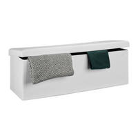 FALTBARE Sitzbank - Weiß, Holzwerkstoff/Textil (38/38/114cm) - Relaxdays