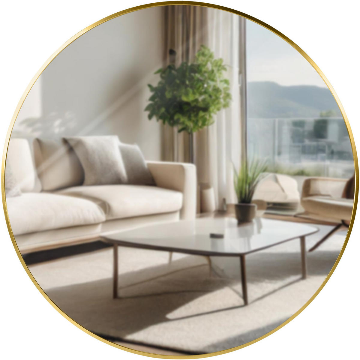 WANDSPIEGEL Gdansk Metall Gold glanz Runder Spiegel - Goldfarben, Metall (80/80/3cm) - DELUKE